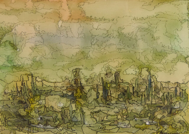 Ground Control | watercolor and ink | 17" x 21" | Original, $475 *SOLD!